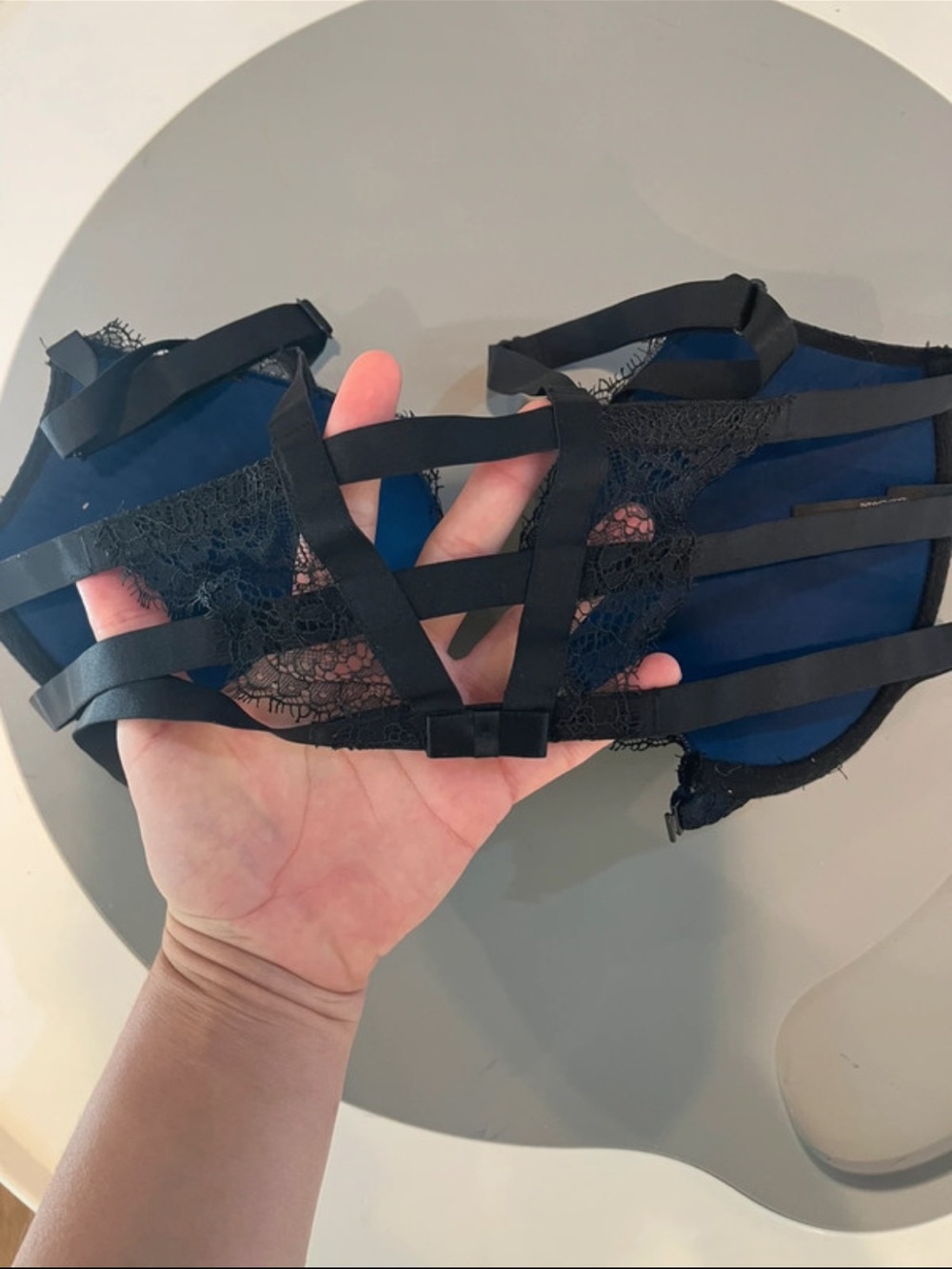 Victoria's Secret Push Up Bra 34D Front closure navy black lace - Picture 7 of 10